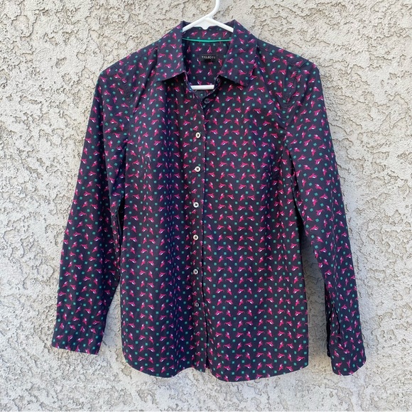 Talbots Tops - TALBOTS Long Sleeved Cotton Elephant Pattern Button Down Shirt
